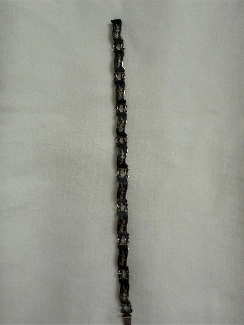 Siam Sterling Silver dancer black enamel Link Bracelet